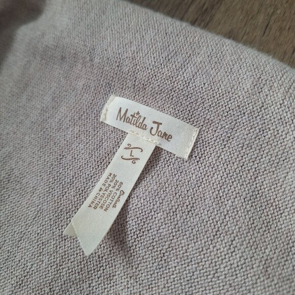 💙 Matilda Jane Tan Asymmetrical Fringe Western Cozy Mid Thickness Wrap Shawl Ca - Picture 5 of 9